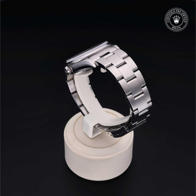 Rolex Certified Pre-owned Air-King M14000-0002 front on black background