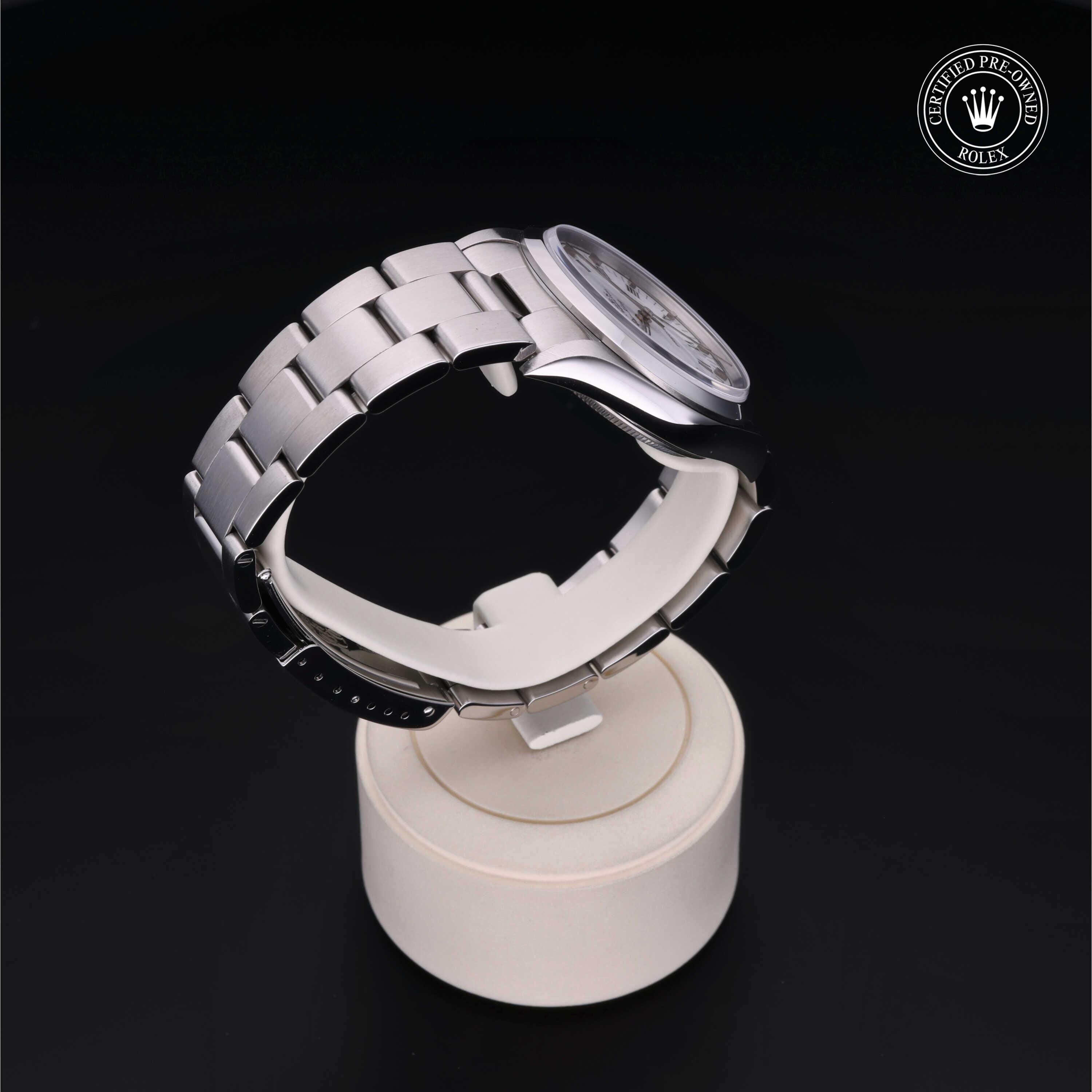 Rolex Certified Pre-owned Air-King M14000-0002 front on black background