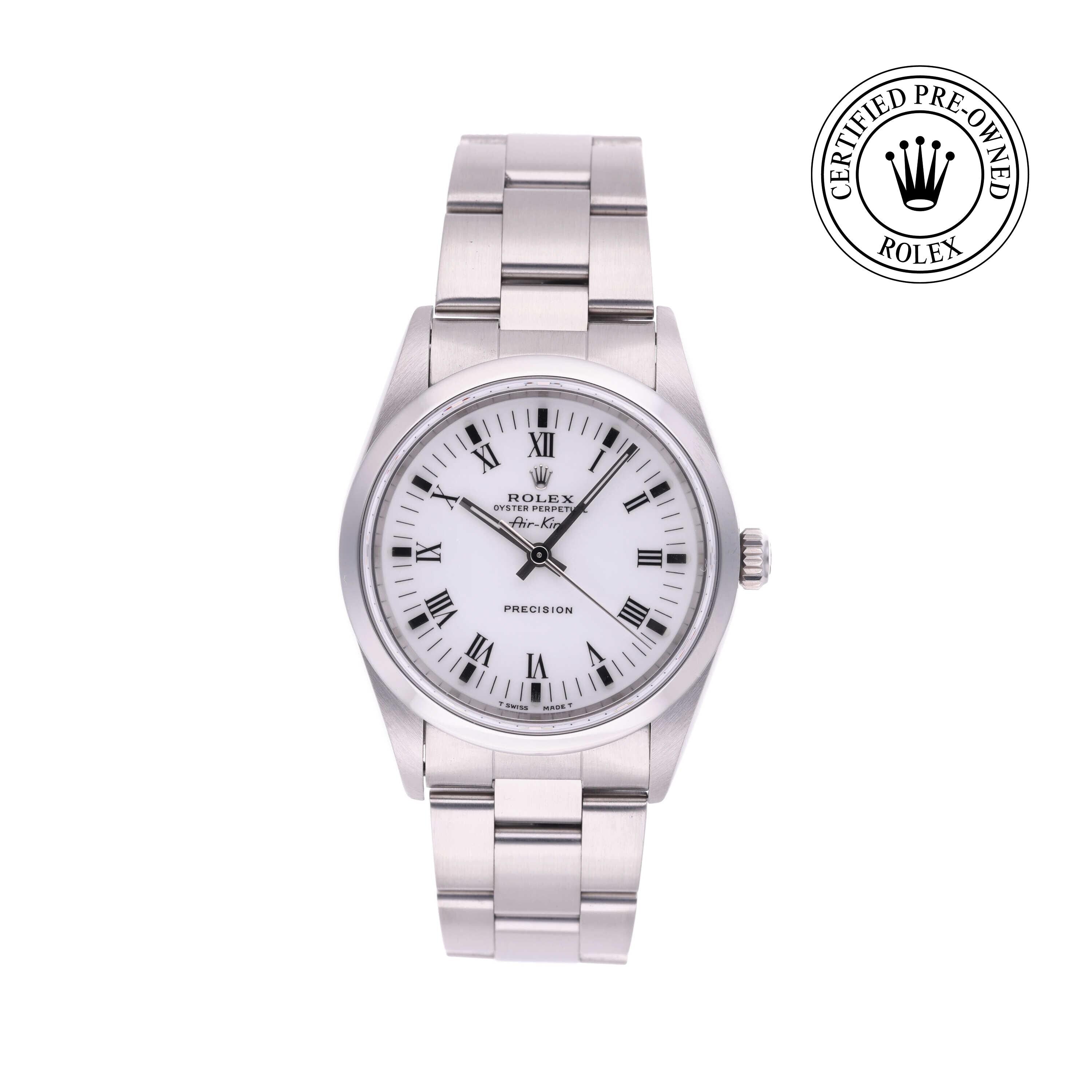 Rolex Certified Pre-owned Air-King M14000-0002 front on white background