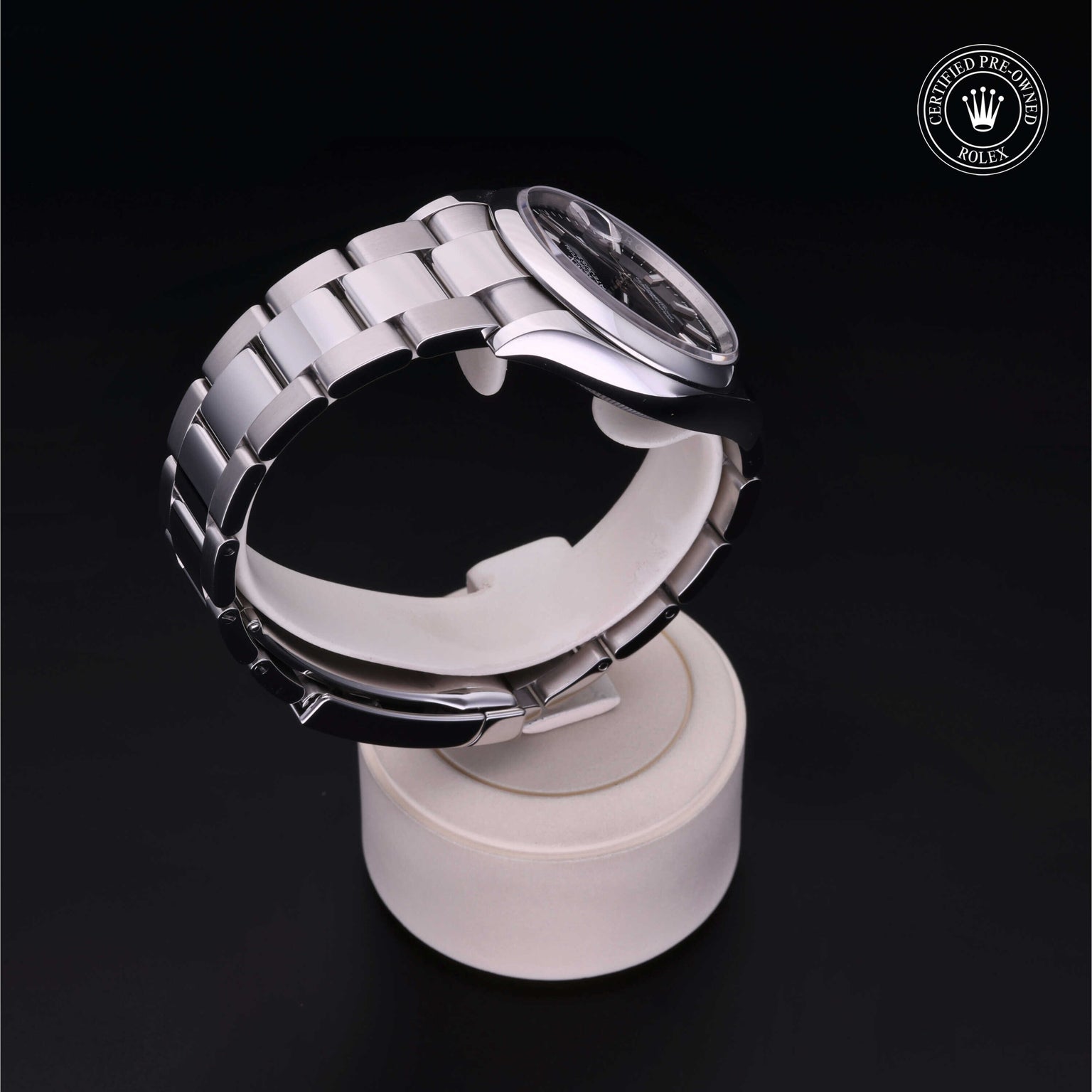 Rolex Certified Pre-owned Datejust M126200-0004 front on black background