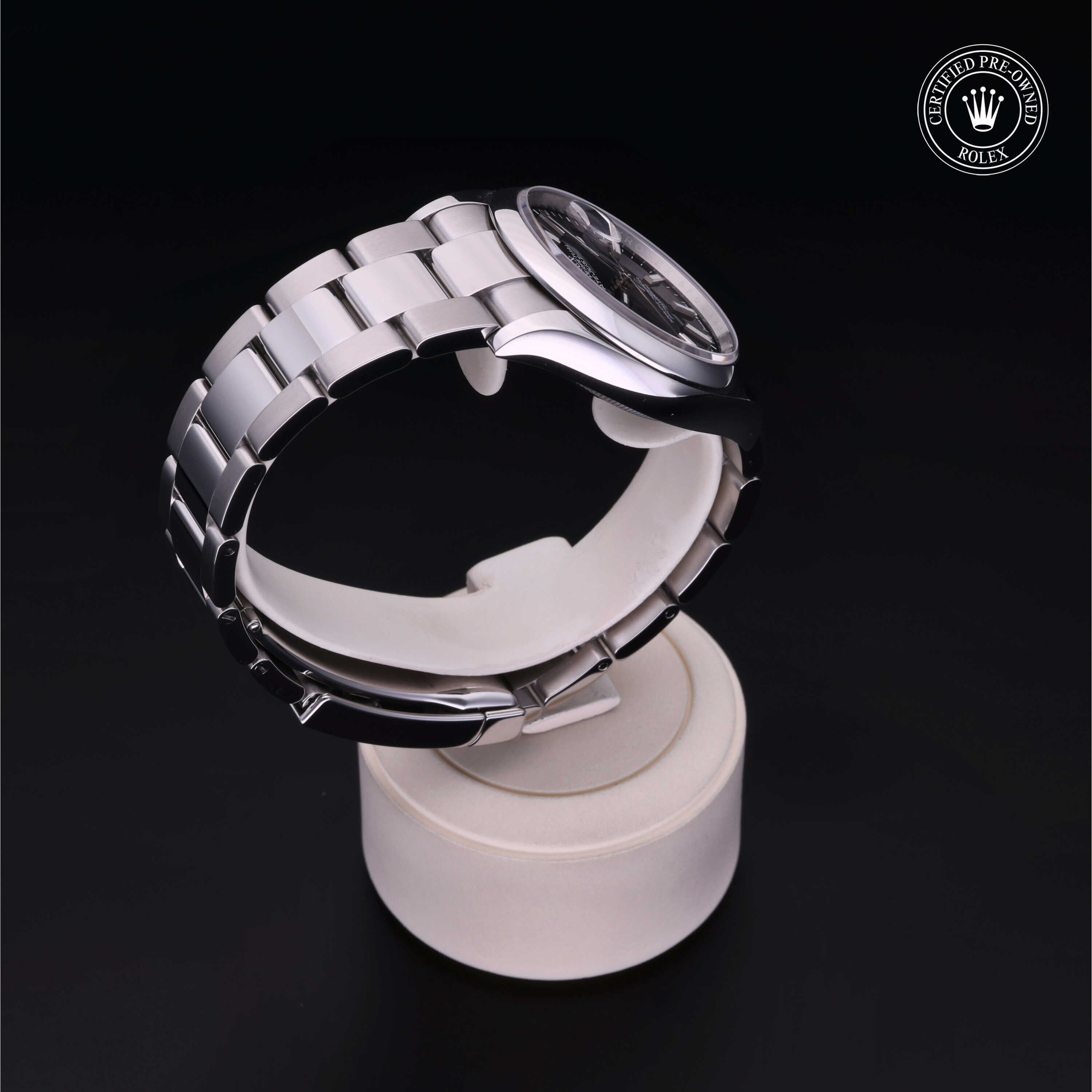 Rolex Certified Pre-owned Datejust M126200-0004 front on black background