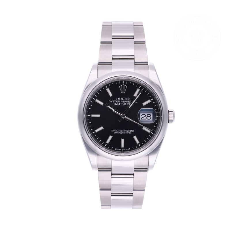Rolex Certified Pre-owned Datejust M126200-0004 front on white background