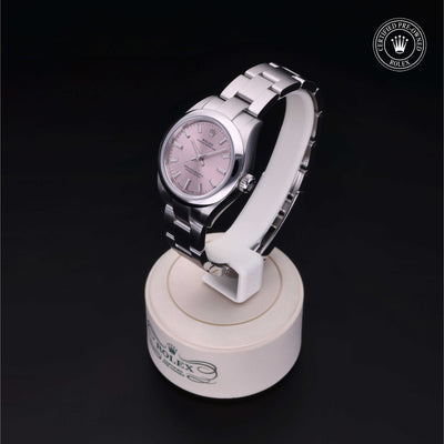 Rolex Certified Pre-owned Oyster Perpetual M276200-0004 front on black background