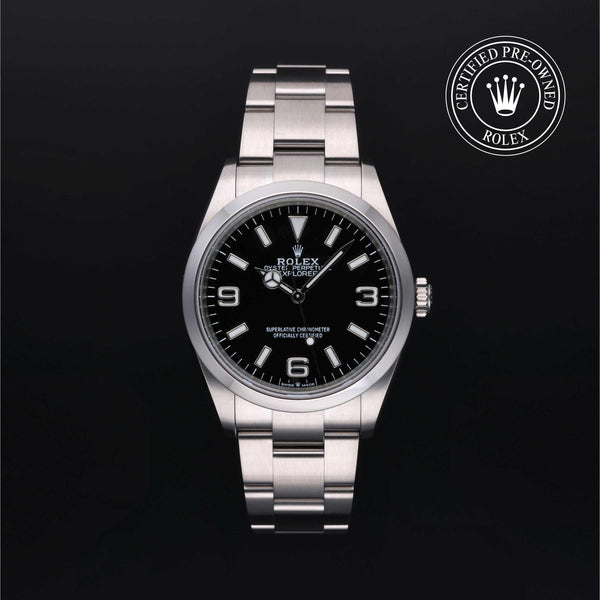 Rolex CPO Oyster Perpetual 124270 front on white background