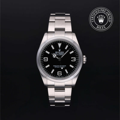Rolex CPO Oyster Perpetual 124270 front on white background