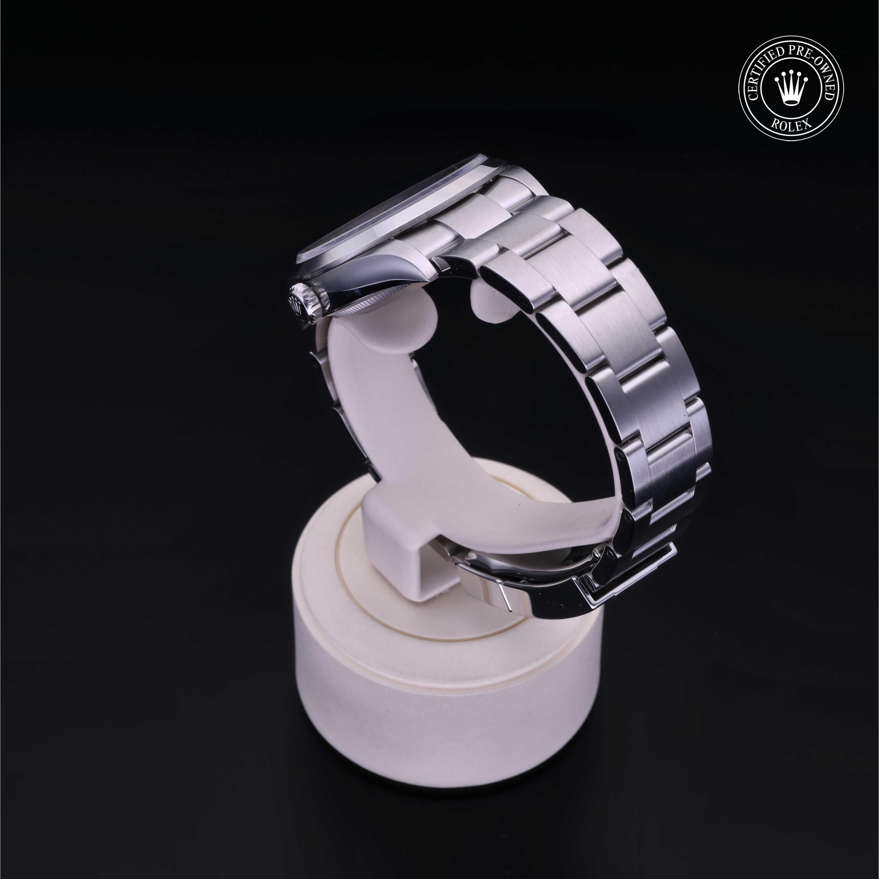 Rolex CPO Oyster Perpetual 124270 front on white background
