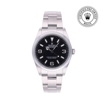 Rolex CPO Oyster Perpetual 124270 front on white background