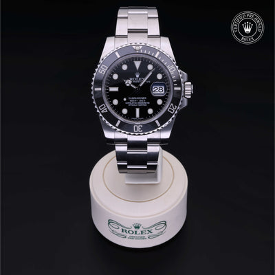 Rolex Certified Pre-owned Submariner M116610LN-0001 front on black background