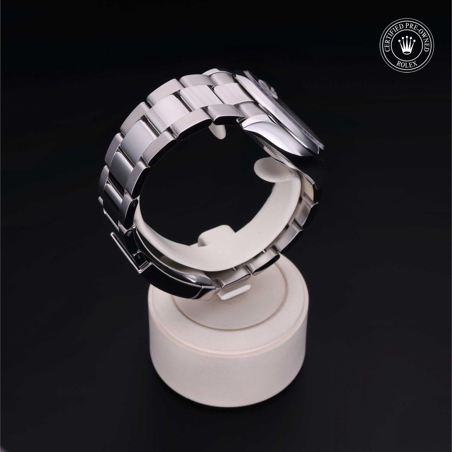 Rolex Certified Pre-owned Datejust M126200-0022 front on black background