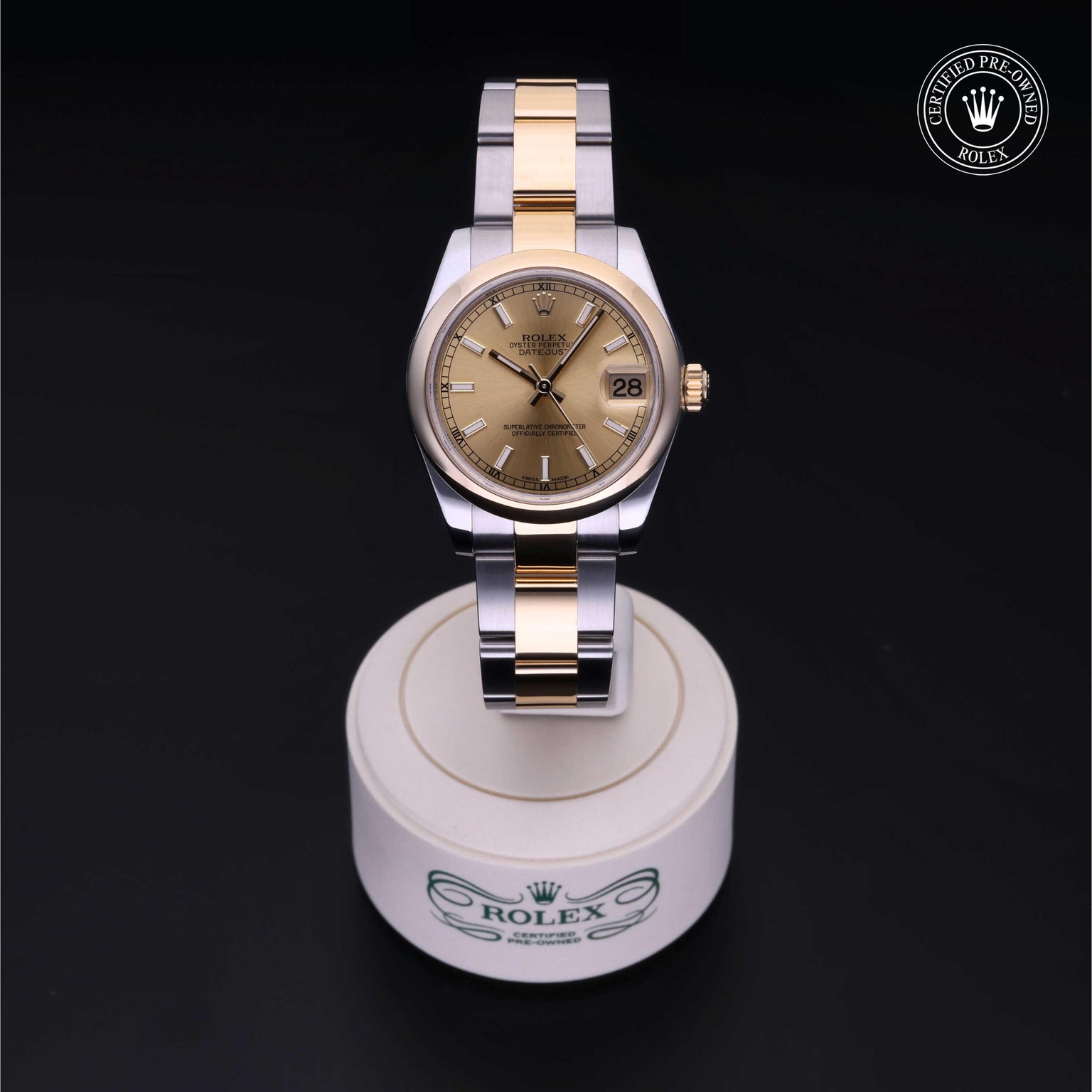 Rolex CPO Lady Datejust M178243 front on white background