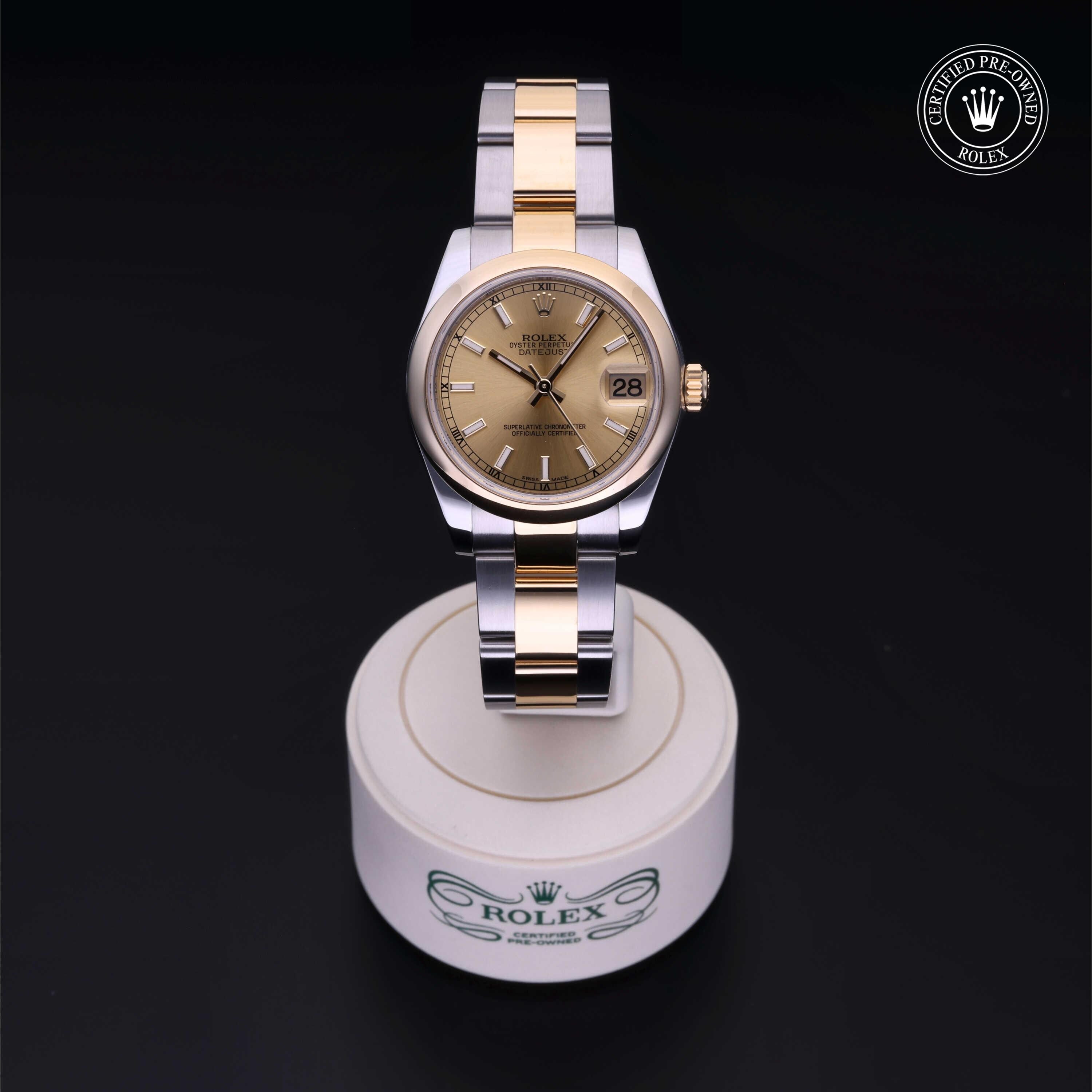 Rolex CPO Lady Datejust M178243 front on white background