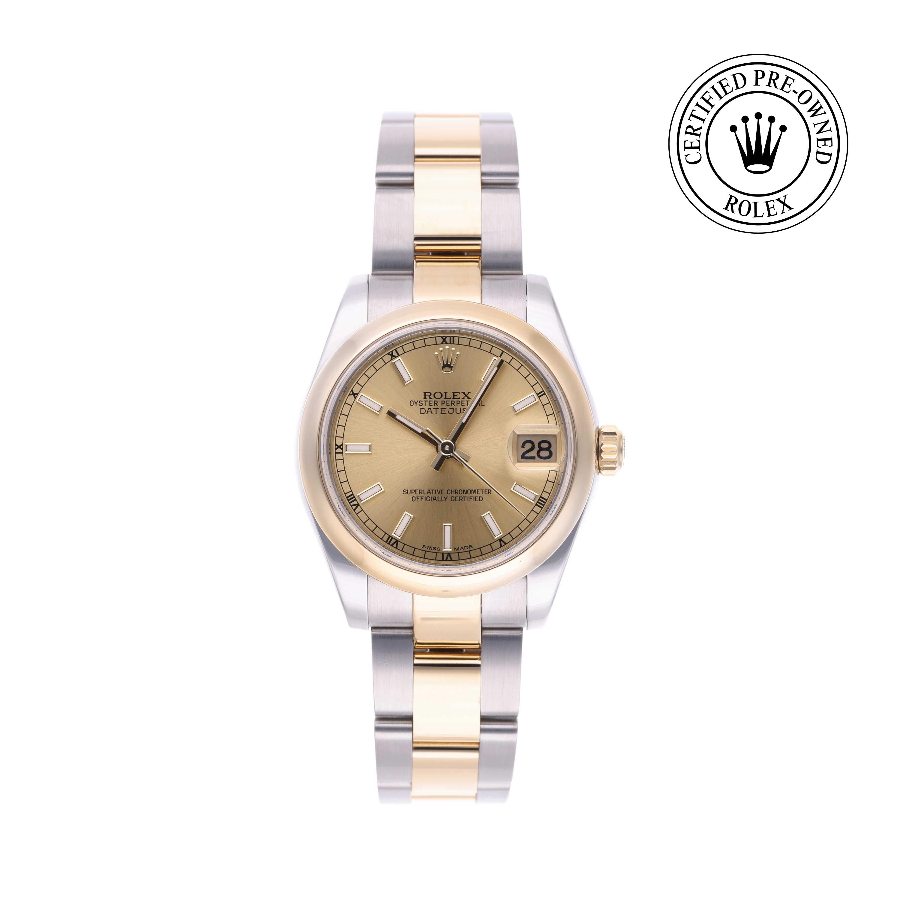 Rolex CPO Lady Datejust M178243 front on white background