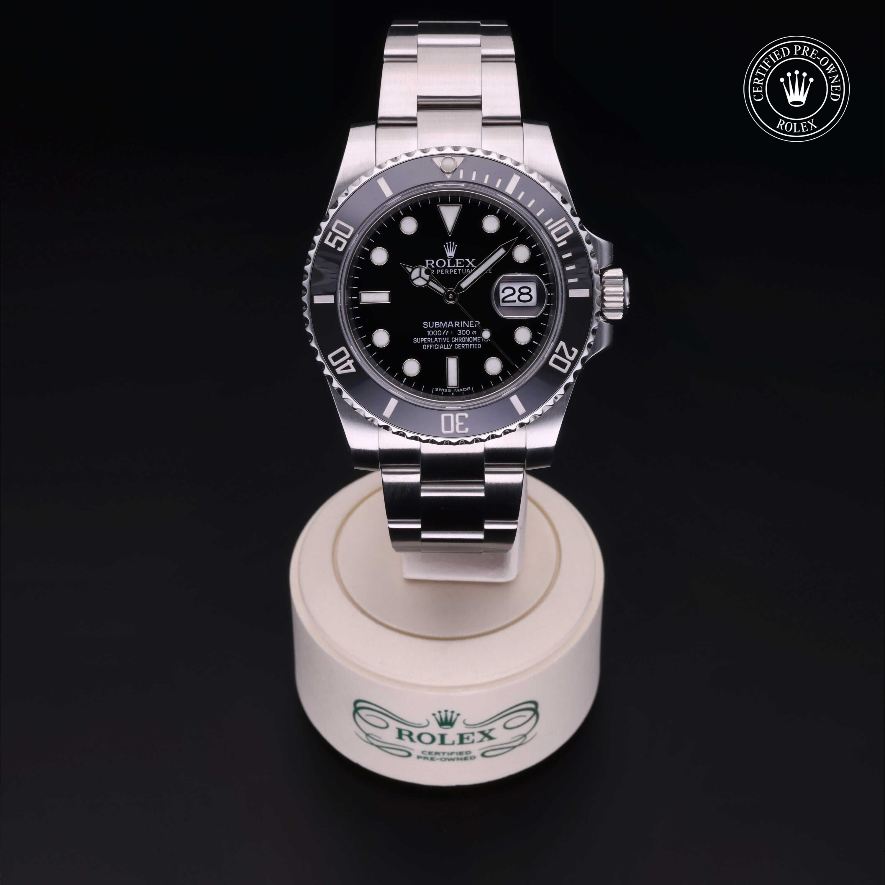 Rolex CPO Submariner M116610LN front on white background
