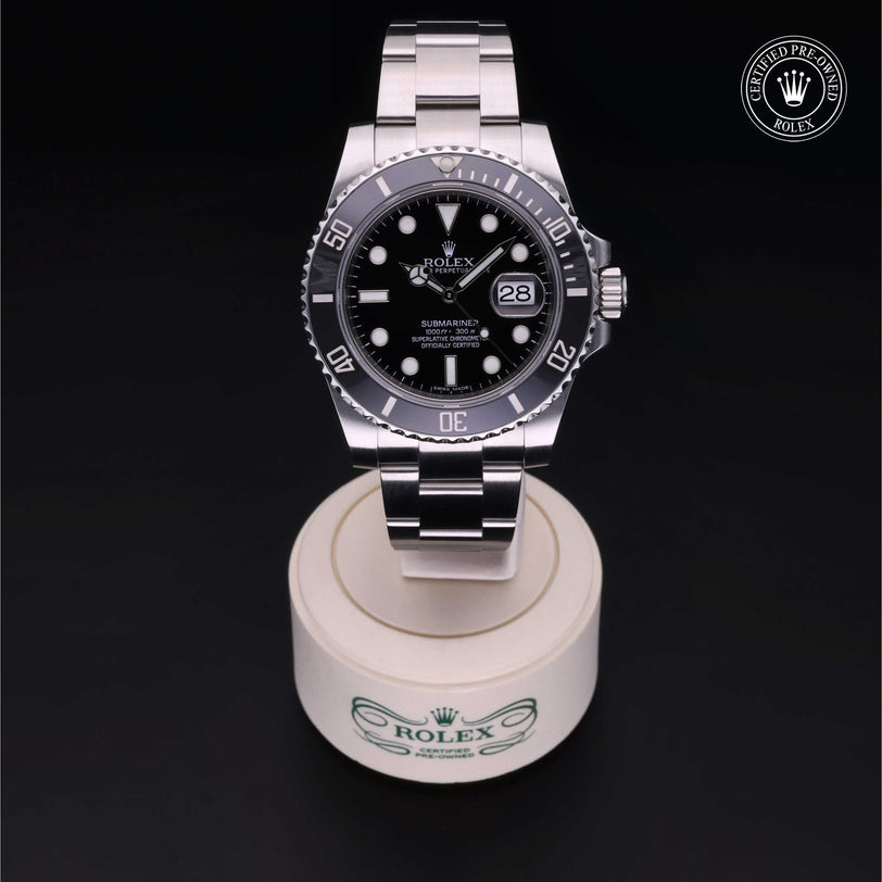 Rolex CPO Submariner M116610LN front on white background