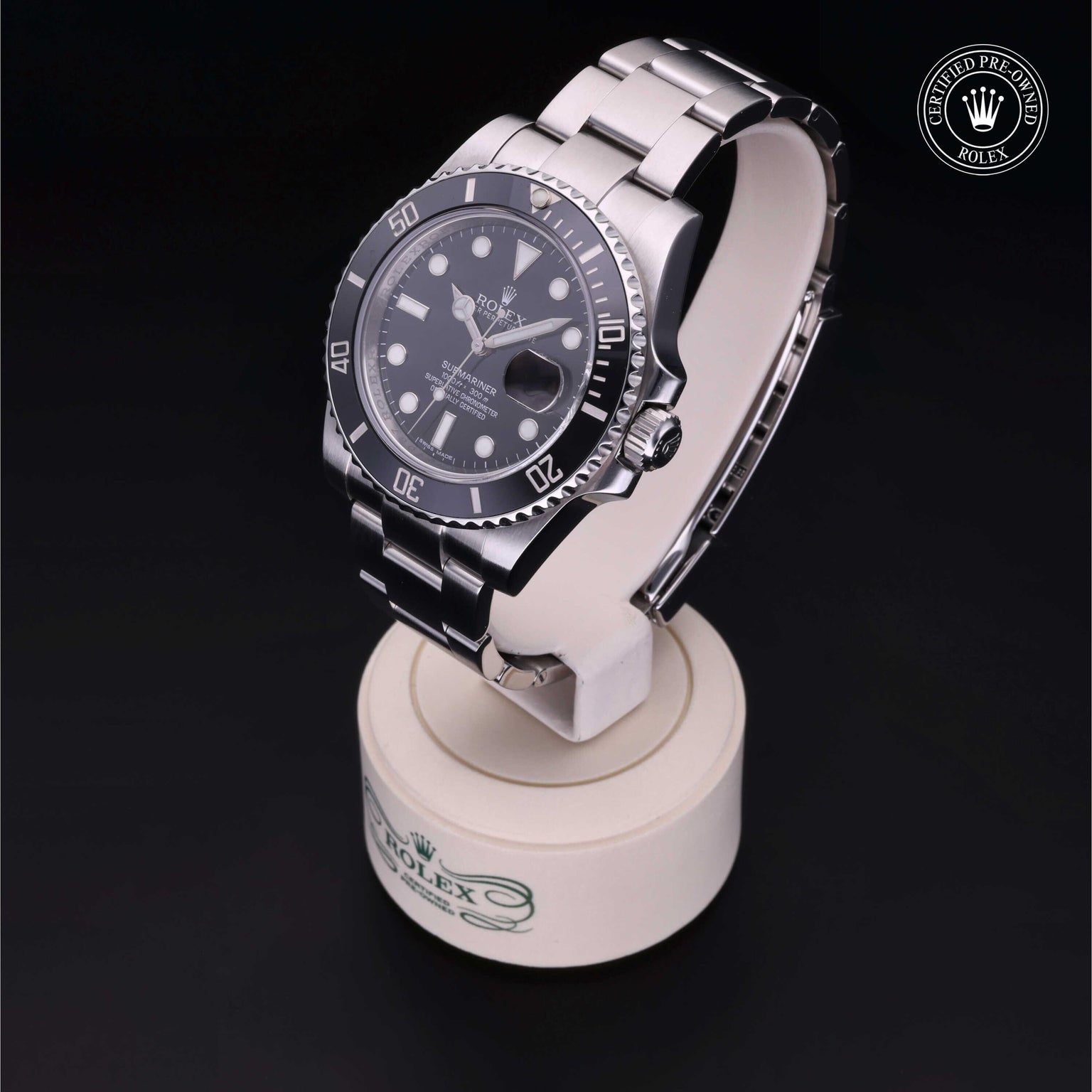 Rolex CPO Submariner M116610LN front on white background