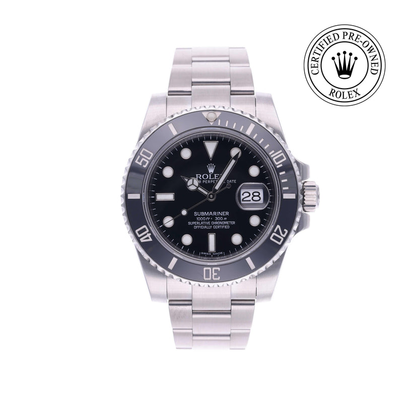 Rolex CPO Submariner M116610LN front on white background