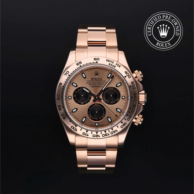Rolex Certified Pre-owned Daytona M116505-0001 front on black background