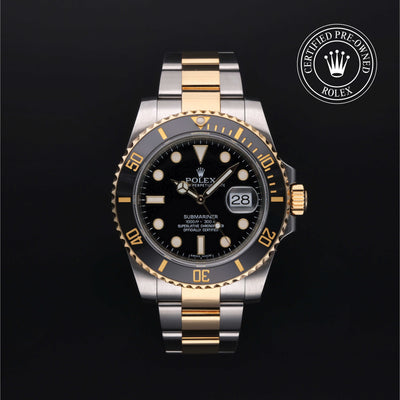 Rolex Certified Pre-owned Submariner M116613LN-0001 front on black background