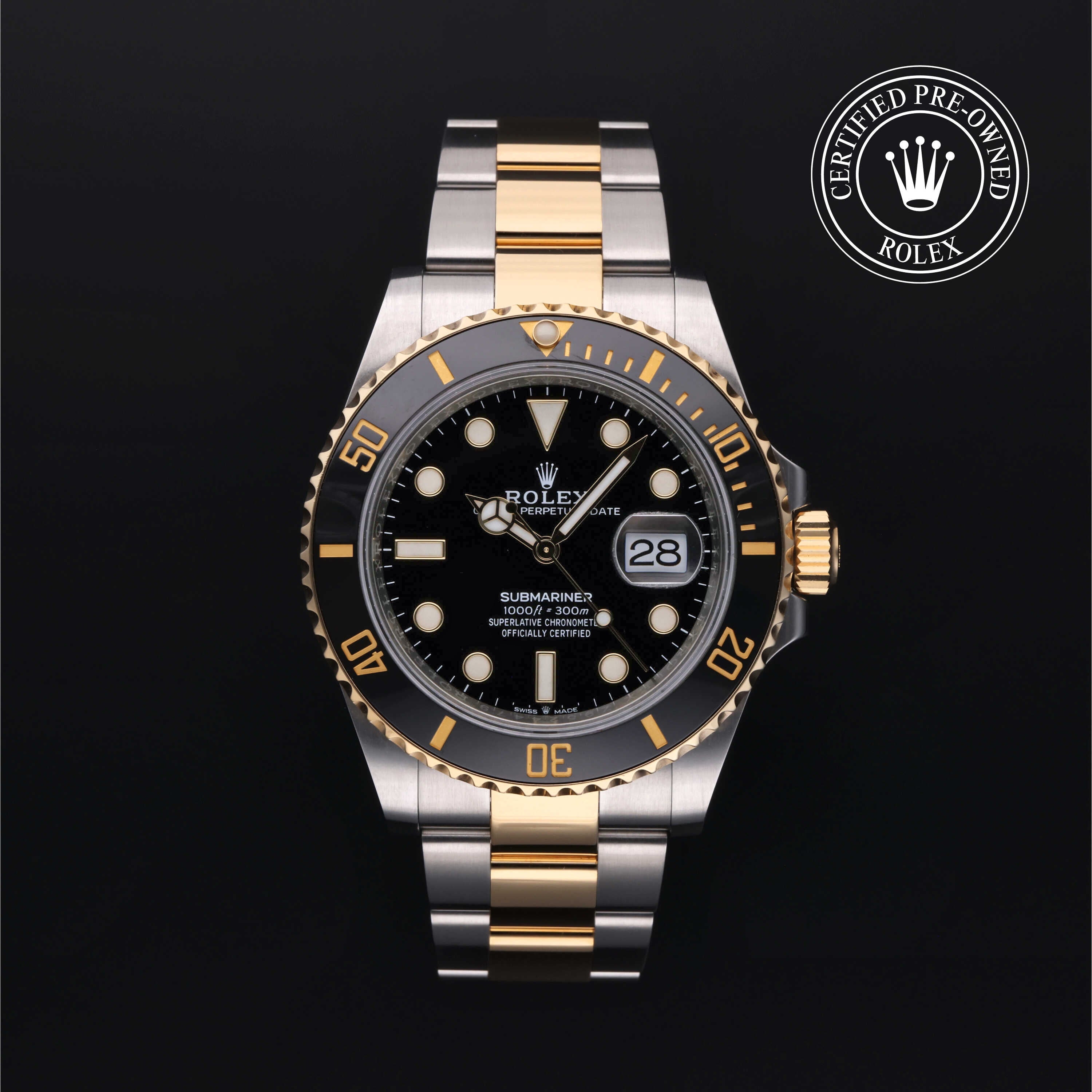 Rolex Certified Pre-owned Submariner M126613LN-0002 front on black background