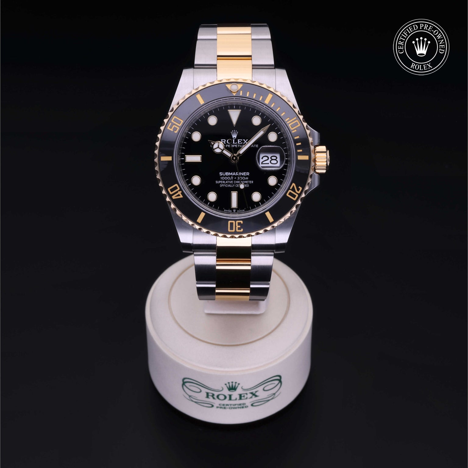 Rolex Certified Pre-owned Submariner M126613LN-0002 front on black background