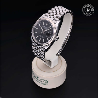 Rolex Certified Pre-owned Datejust M126234-0015 front on black background