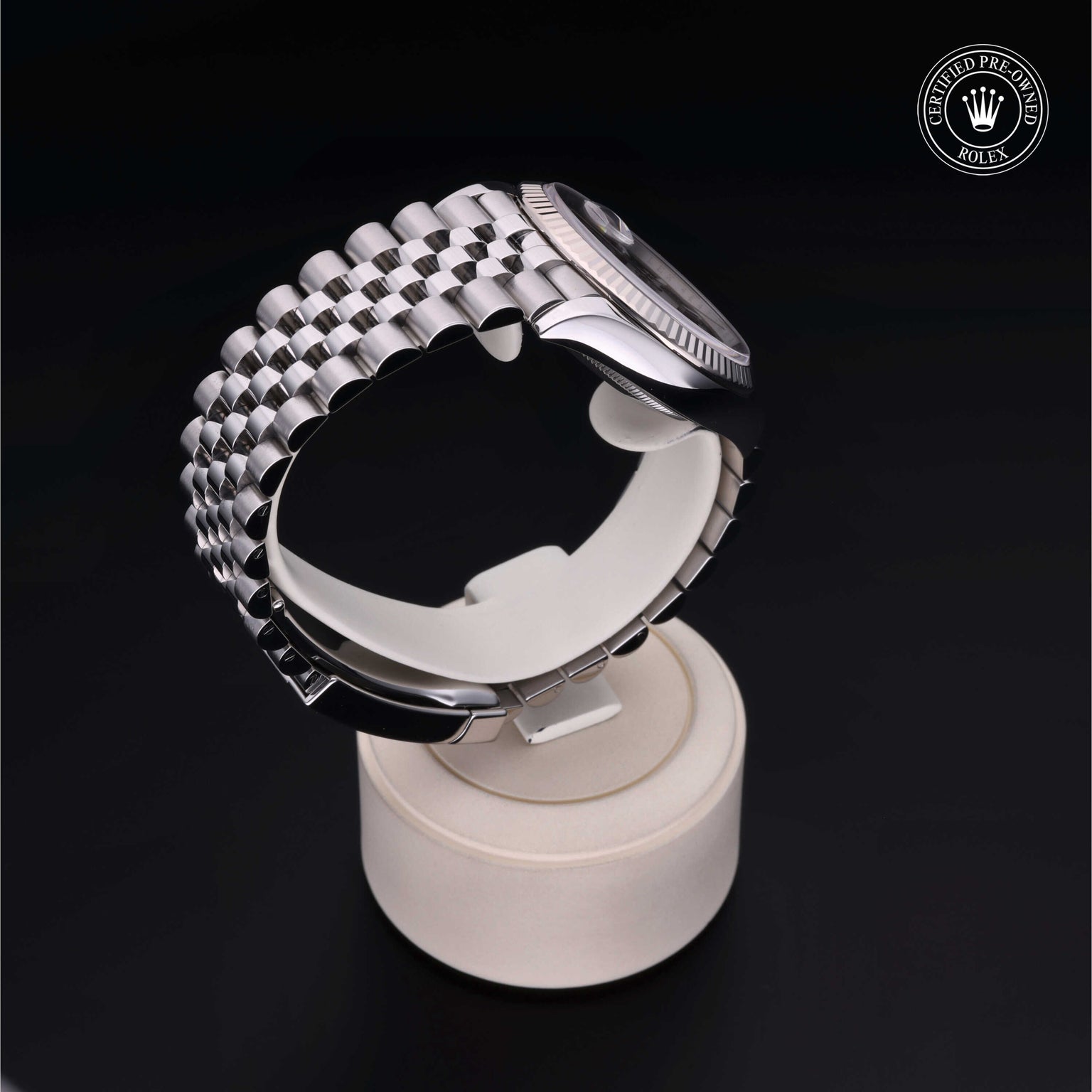 Rolex Certified Pre-owned Datejust M126234-0015 front on black background