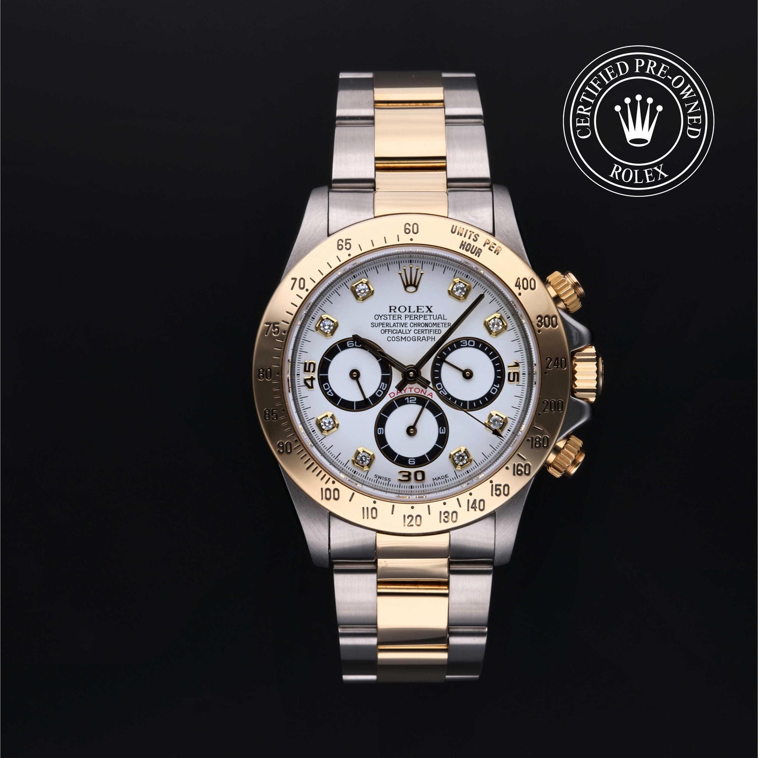 Rolex CPO Daytona M16523 front on white background