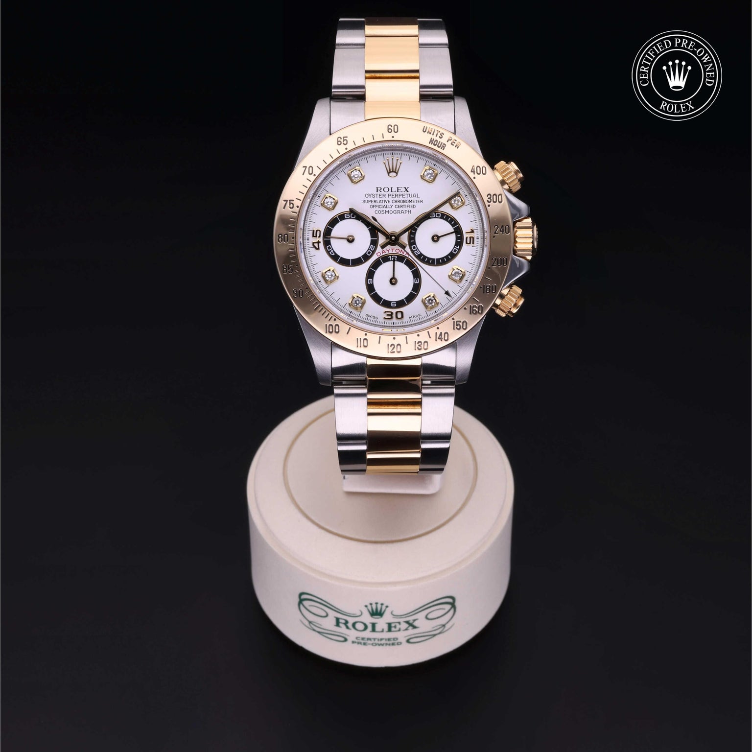 Rolex CPO Daytona M16523 front on white background