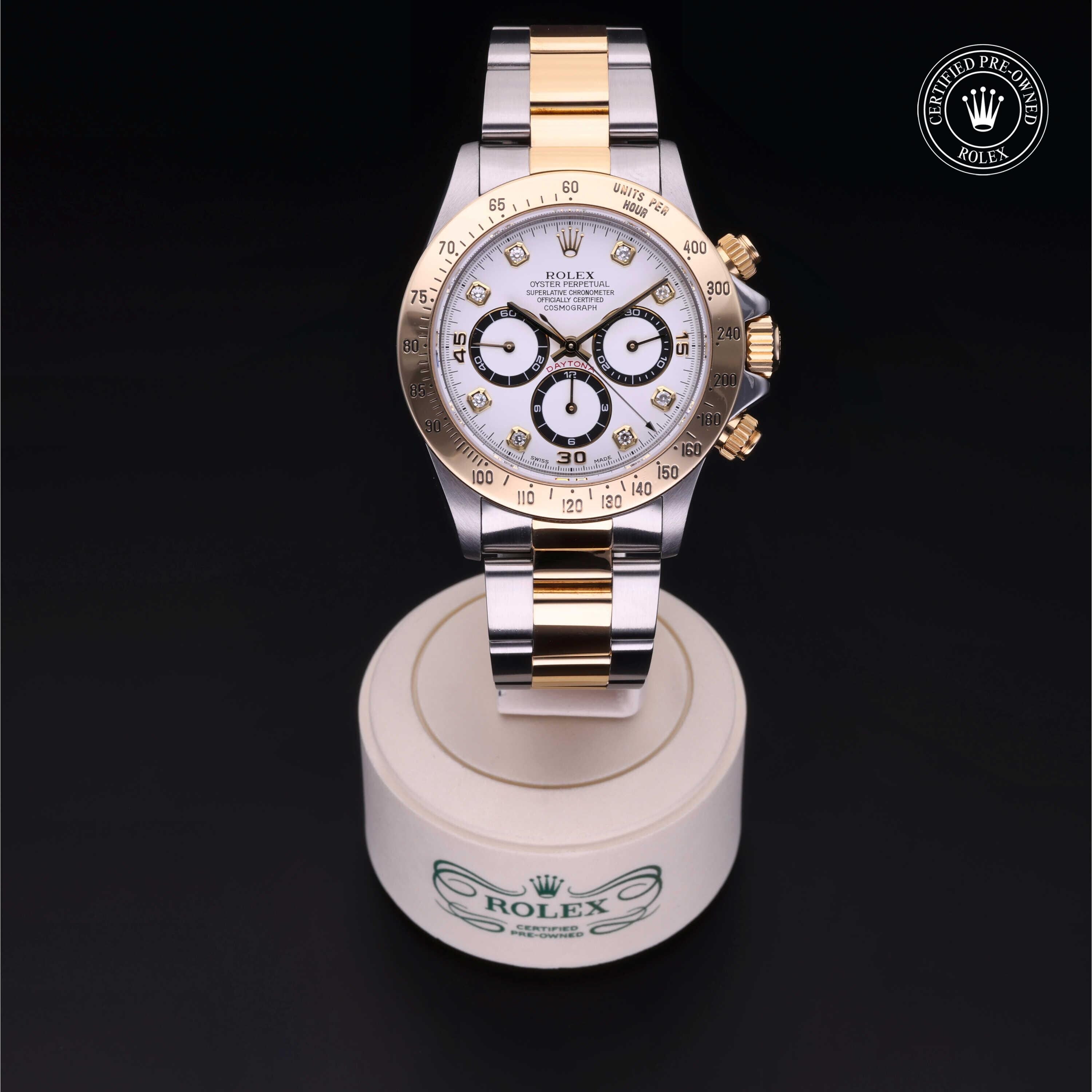 Rolex CPO Daytona M16523 front on white background
