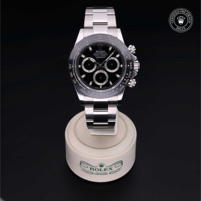 Rolex Certified Pre-owned Daytona M116500LN-0002 front on black background