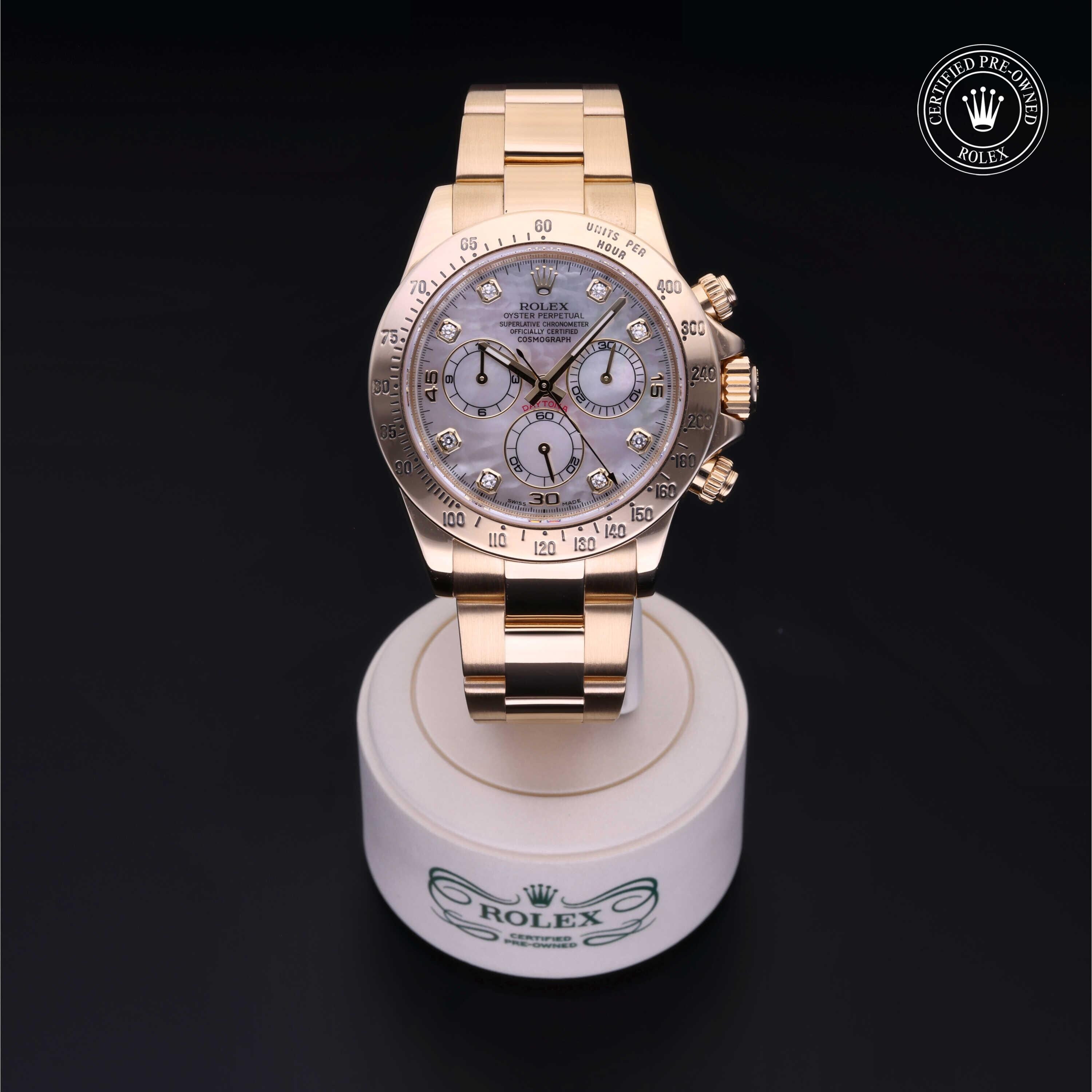 Rolex CPO Daytona M116528 front on white background