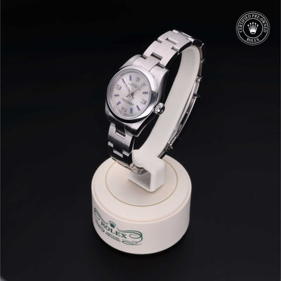 Rolex Certified Pre-owned Oyster Perpetual M176200-0008 front on black background