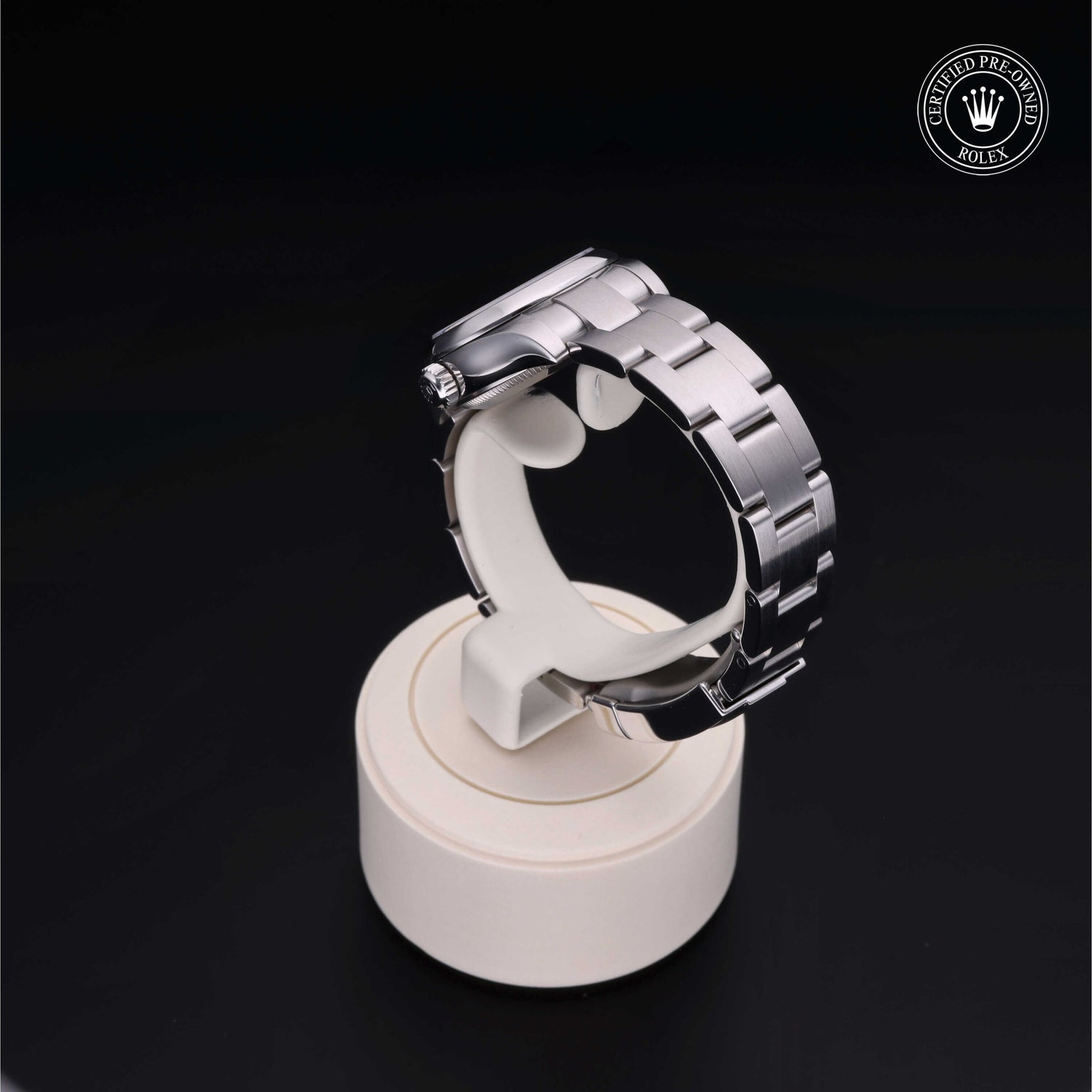 Rolex Certified Pre-owned Oyster Perpetual M176200-0008 front on black background