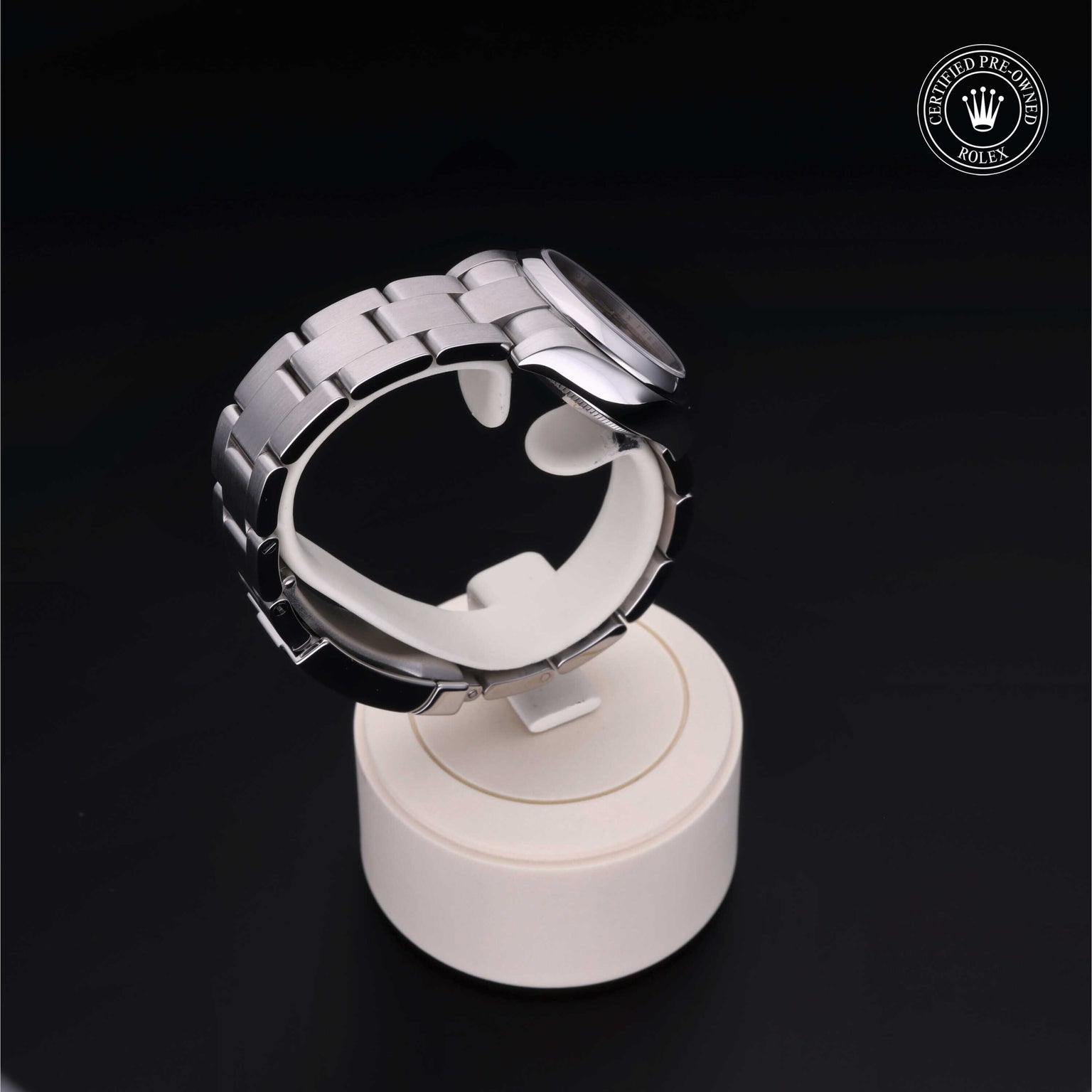 Rolex Certified Pre-owned Oyster Perpetual M176200-0008 front on black background