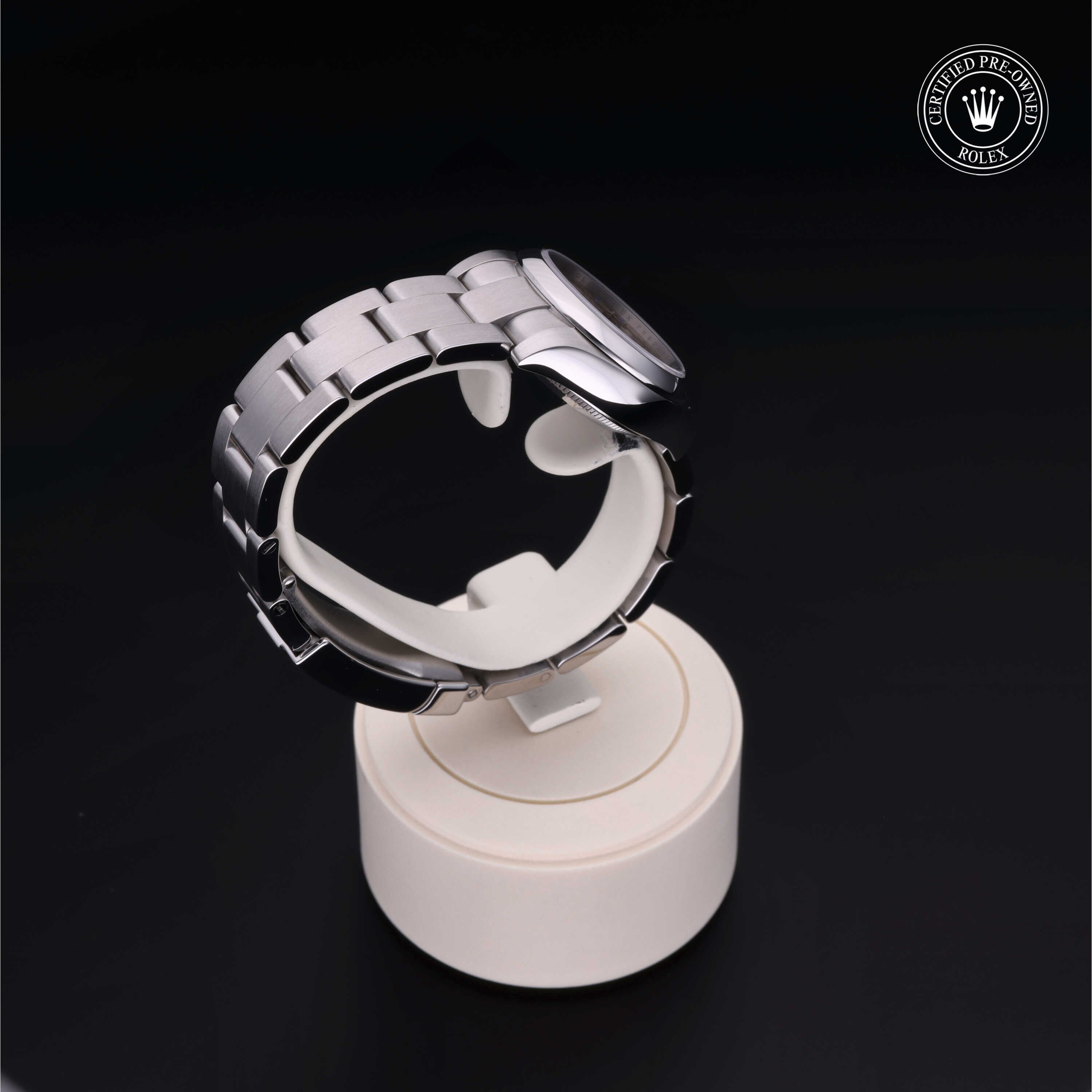 Rolex Certified Pre-owned Oyster Perpetual M176200-0008 front on black background