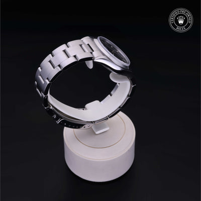 Rolex Certified Pre-owned Oyster Perpetual M77080-0022 front on black background