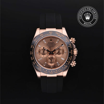Rolex Certified Pre-owned Daytona M116515LN-0021 front on black background