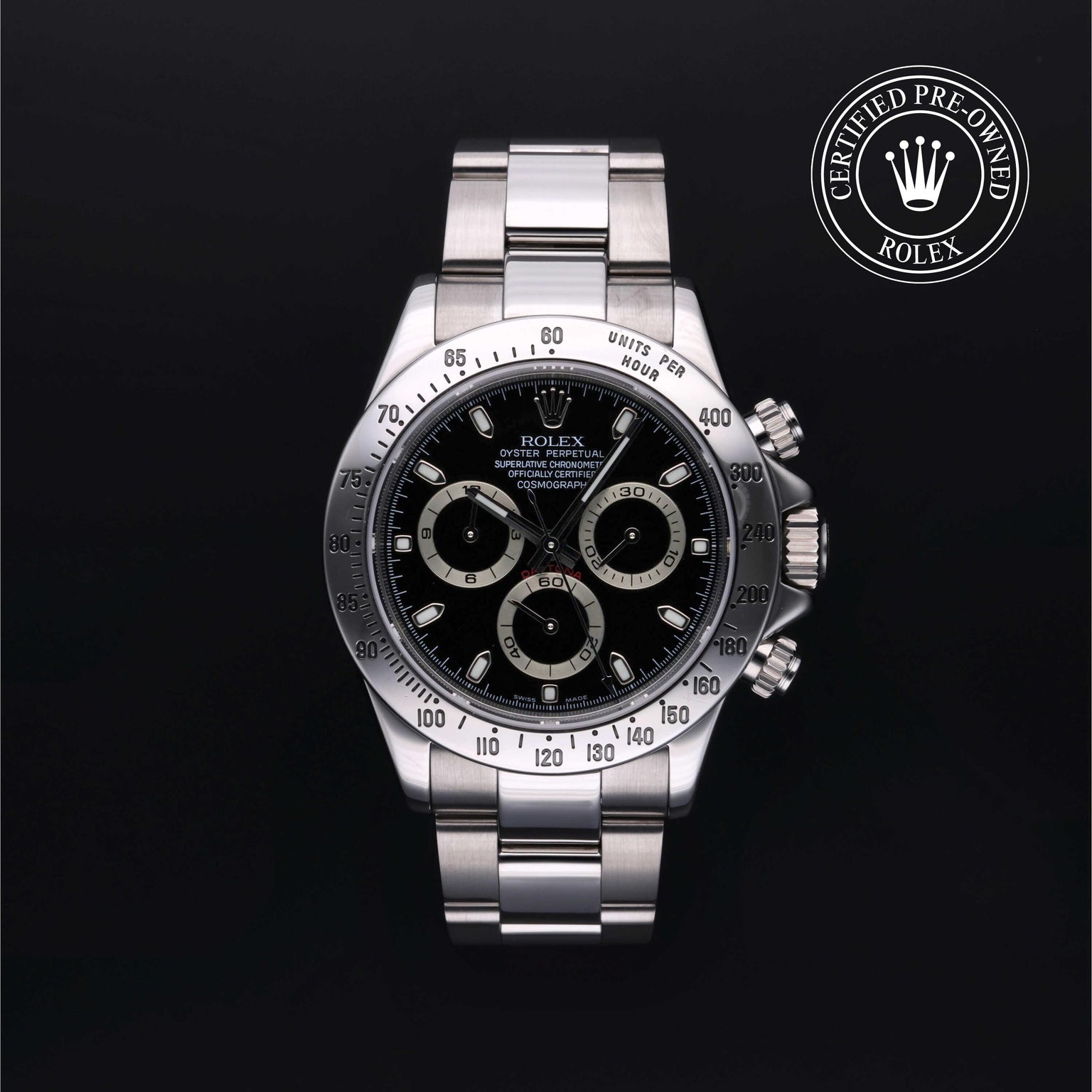 Rolex CPO Daytona M116520 front on white background