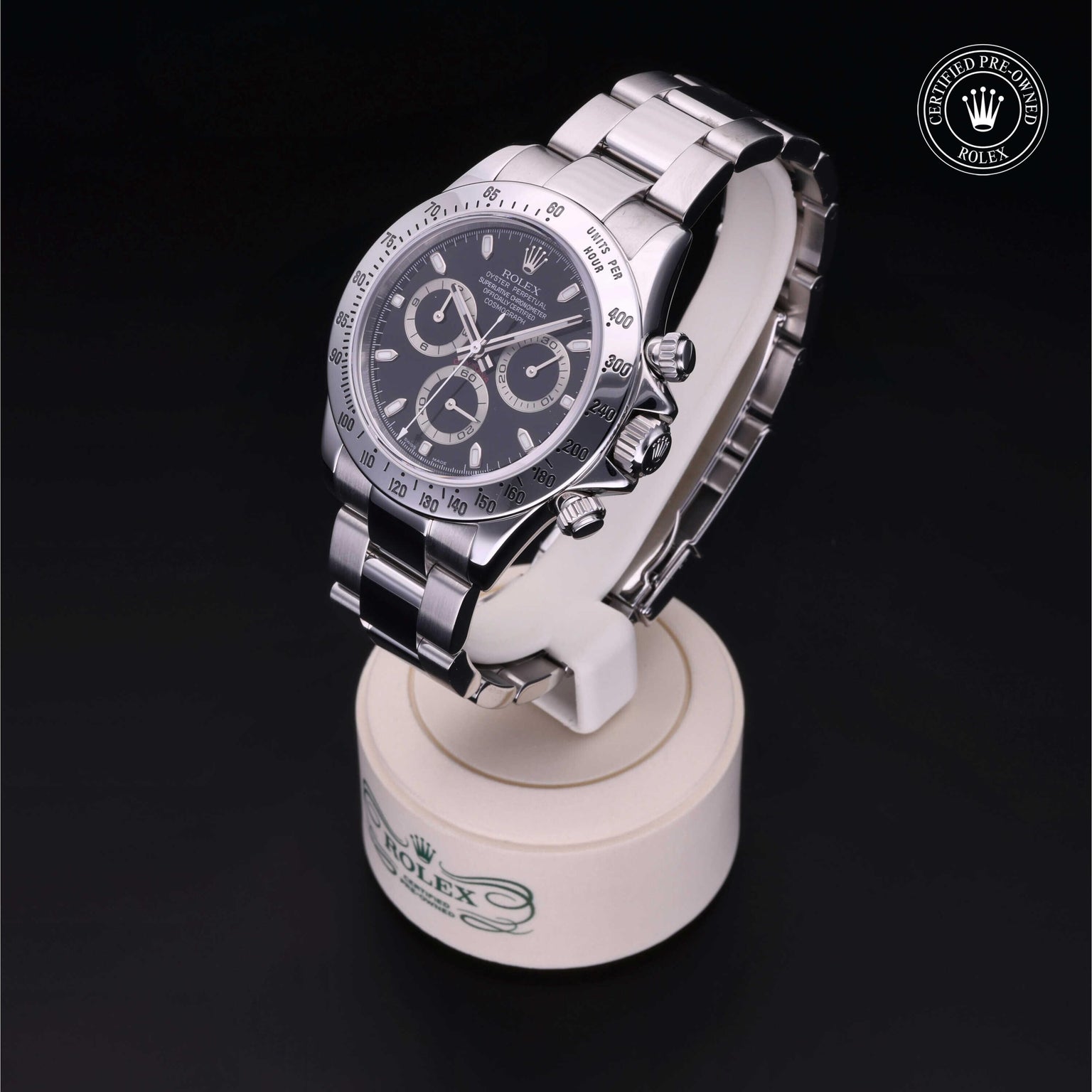 Rolex CPO Daytona M116520 front on white background