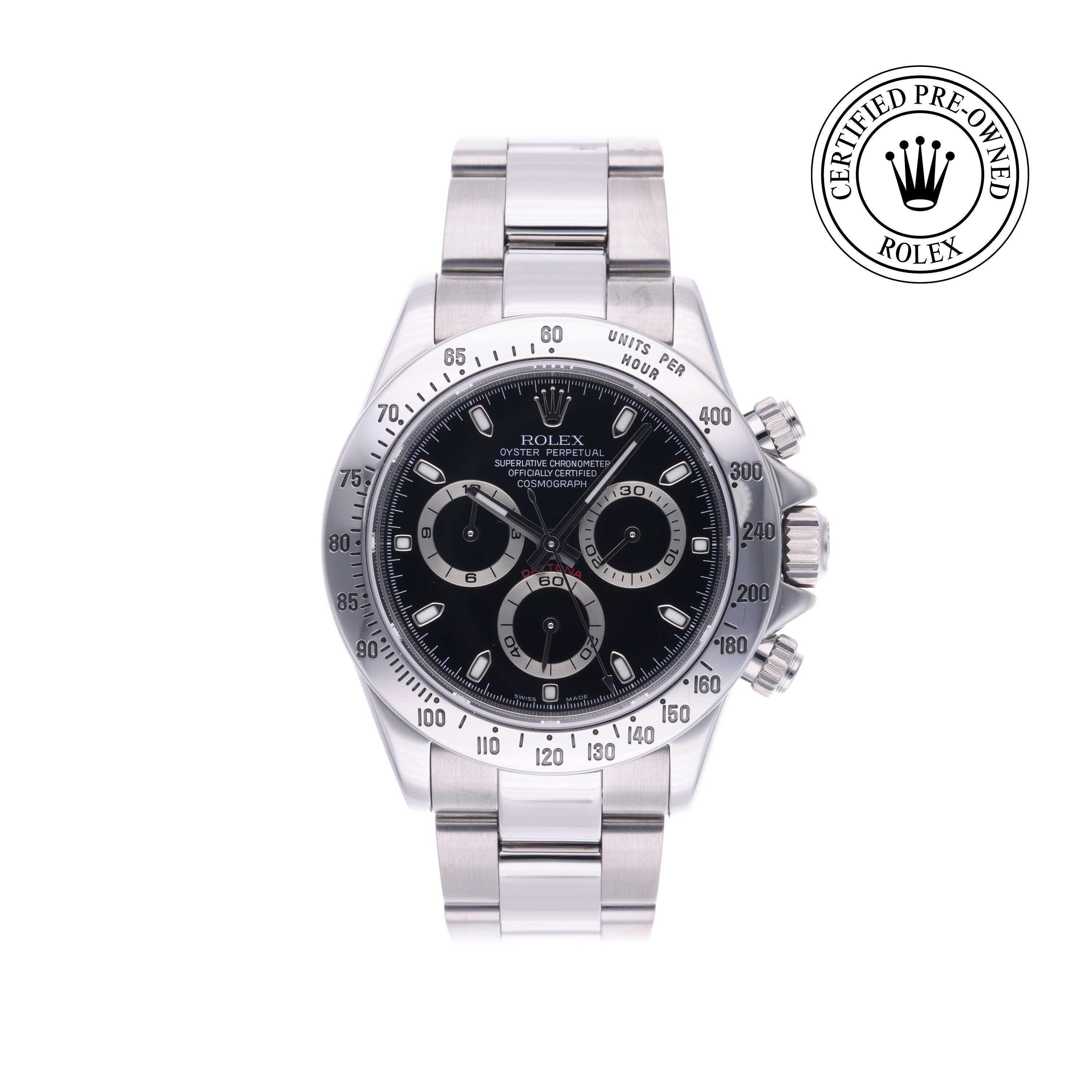 Rolex CPO Daytona M116520 front on white background