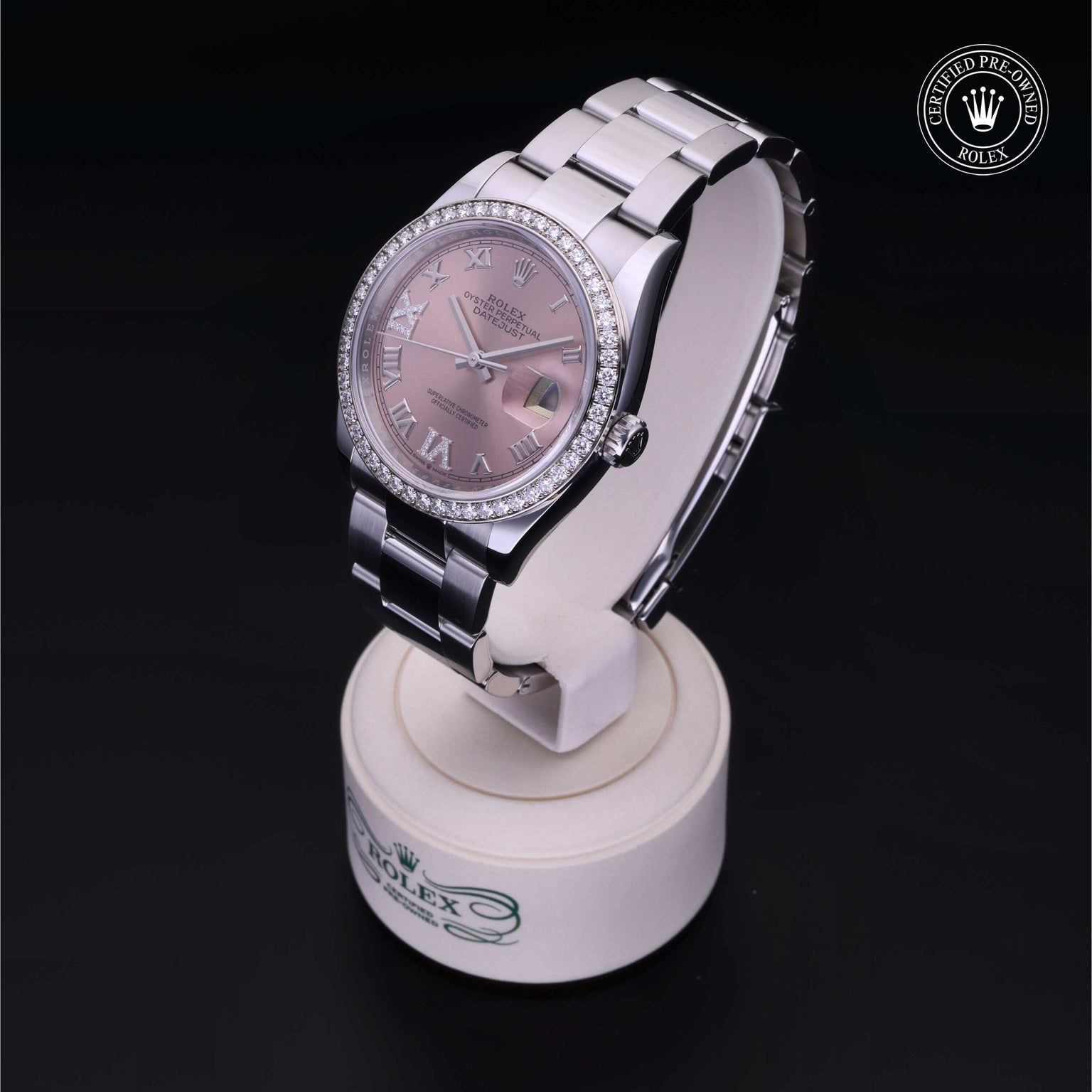 Rolex Certified Pre-owned Datejust M126284RBR-0024 front on black background