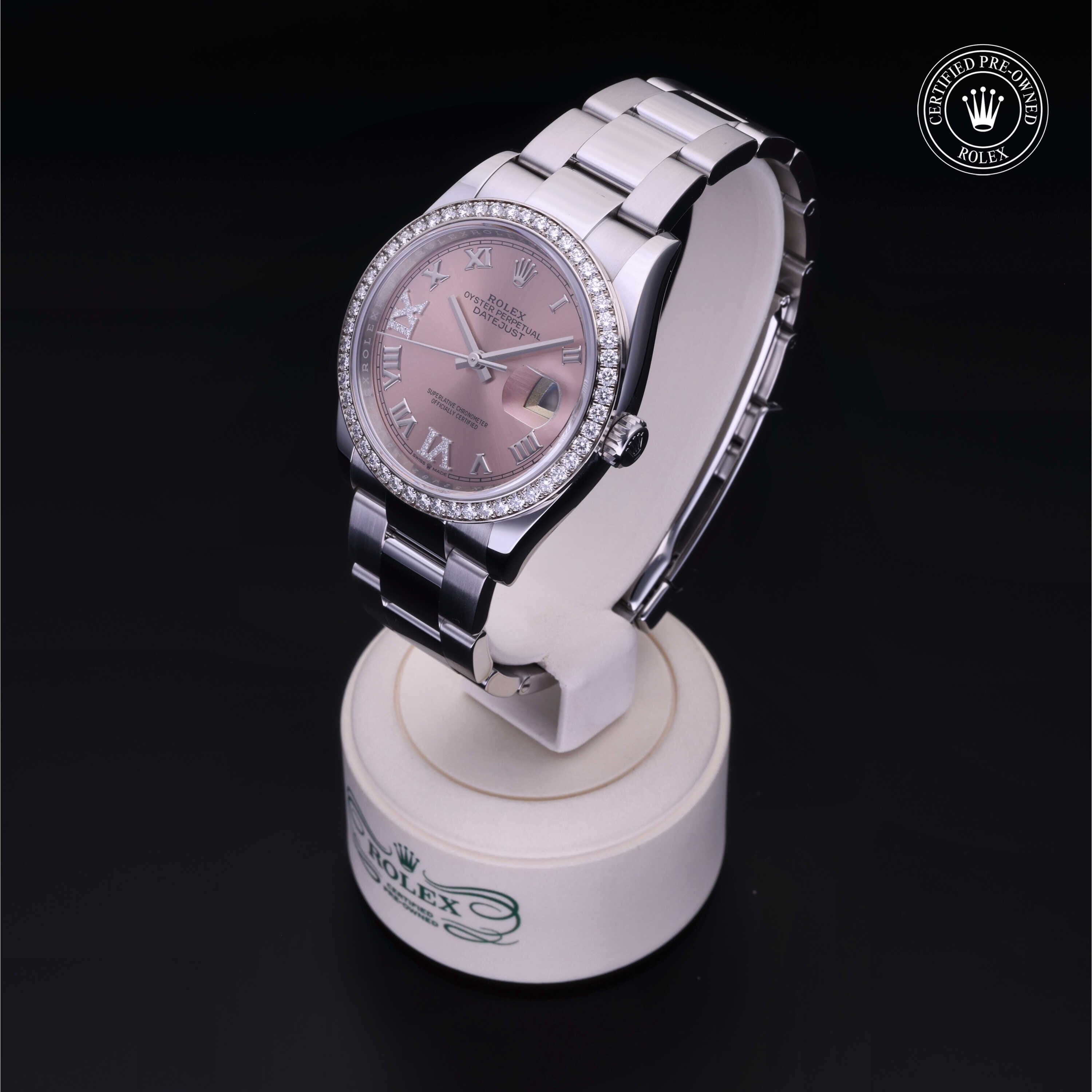 Rolex Certified Pre-owned Datejust M126284RBR-0024 front on black background