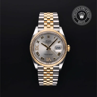 Rolex Certified Pre-owned Datejust M126233-0031 front on black background
