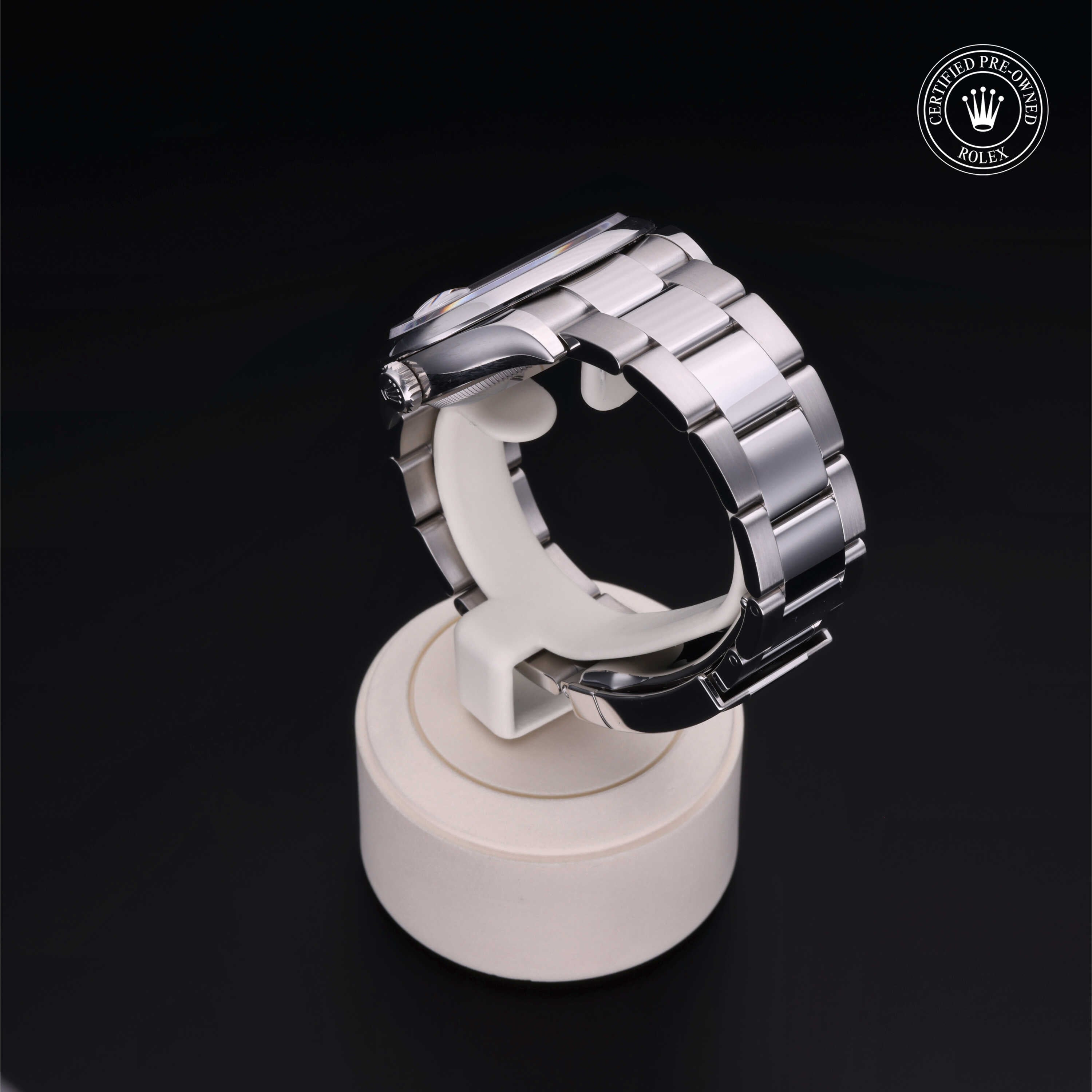 Rolex Certified Pre-owned Datejust M126200-0008 front on black background