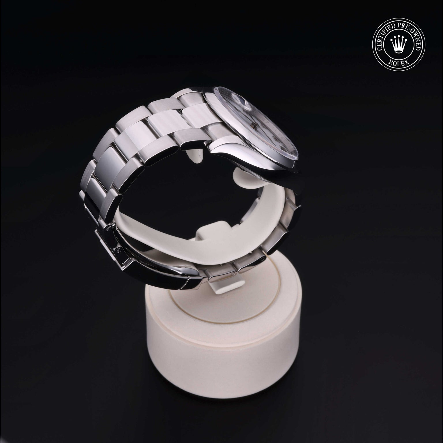 Rolex Certified Pre-owned Datejust M126200-0008 front on black background