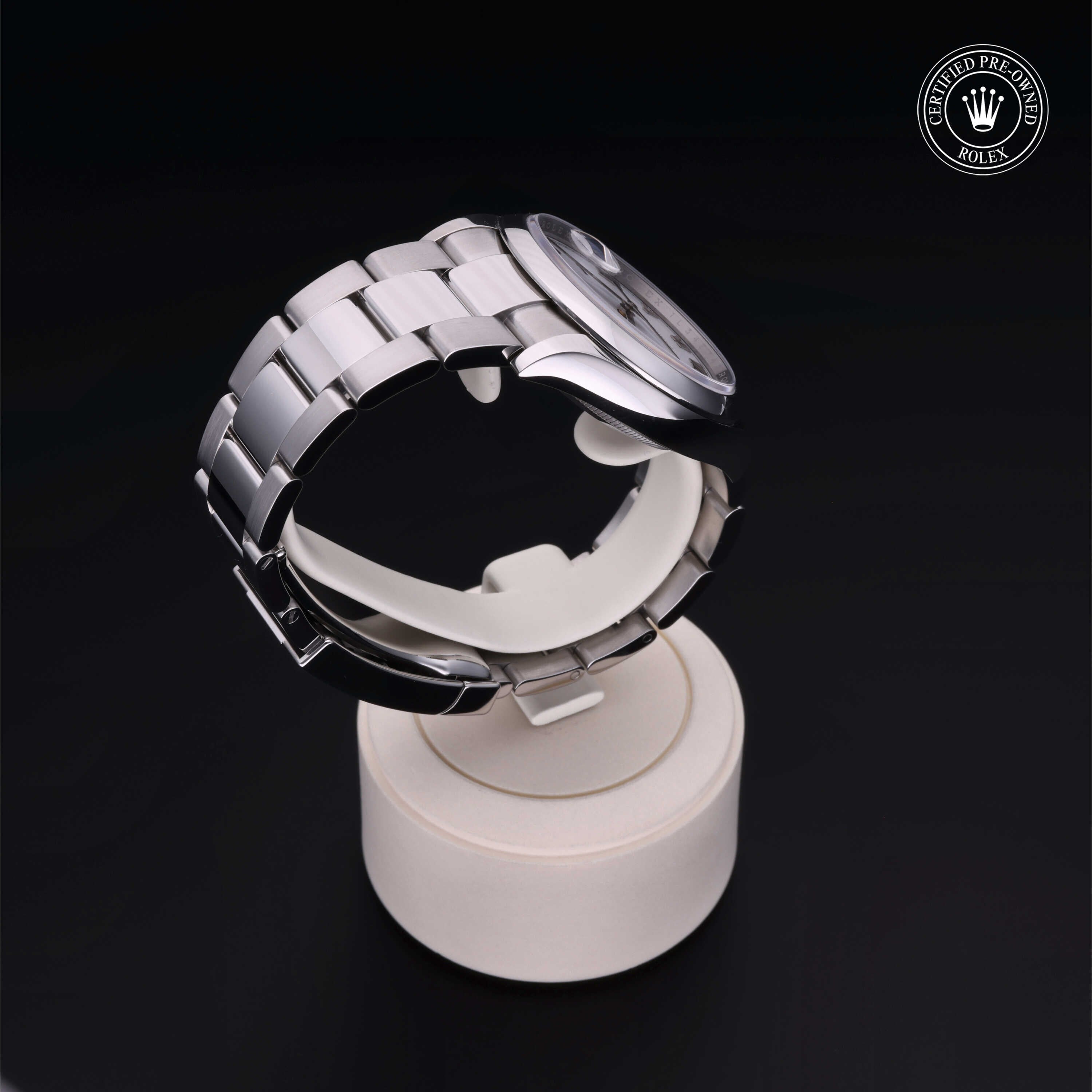 Rolex Certified Pre-owned Datejust M126200-0008 front on black background