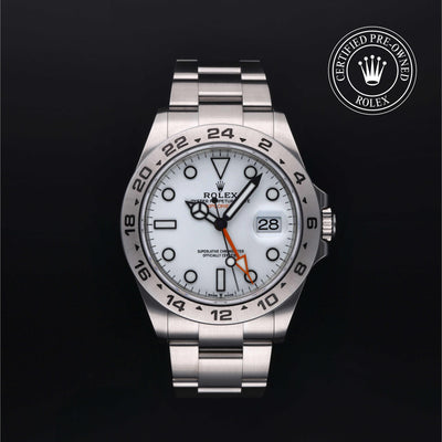 Rolex Certified Pre-owned Explorer M226570-0001 front on black background