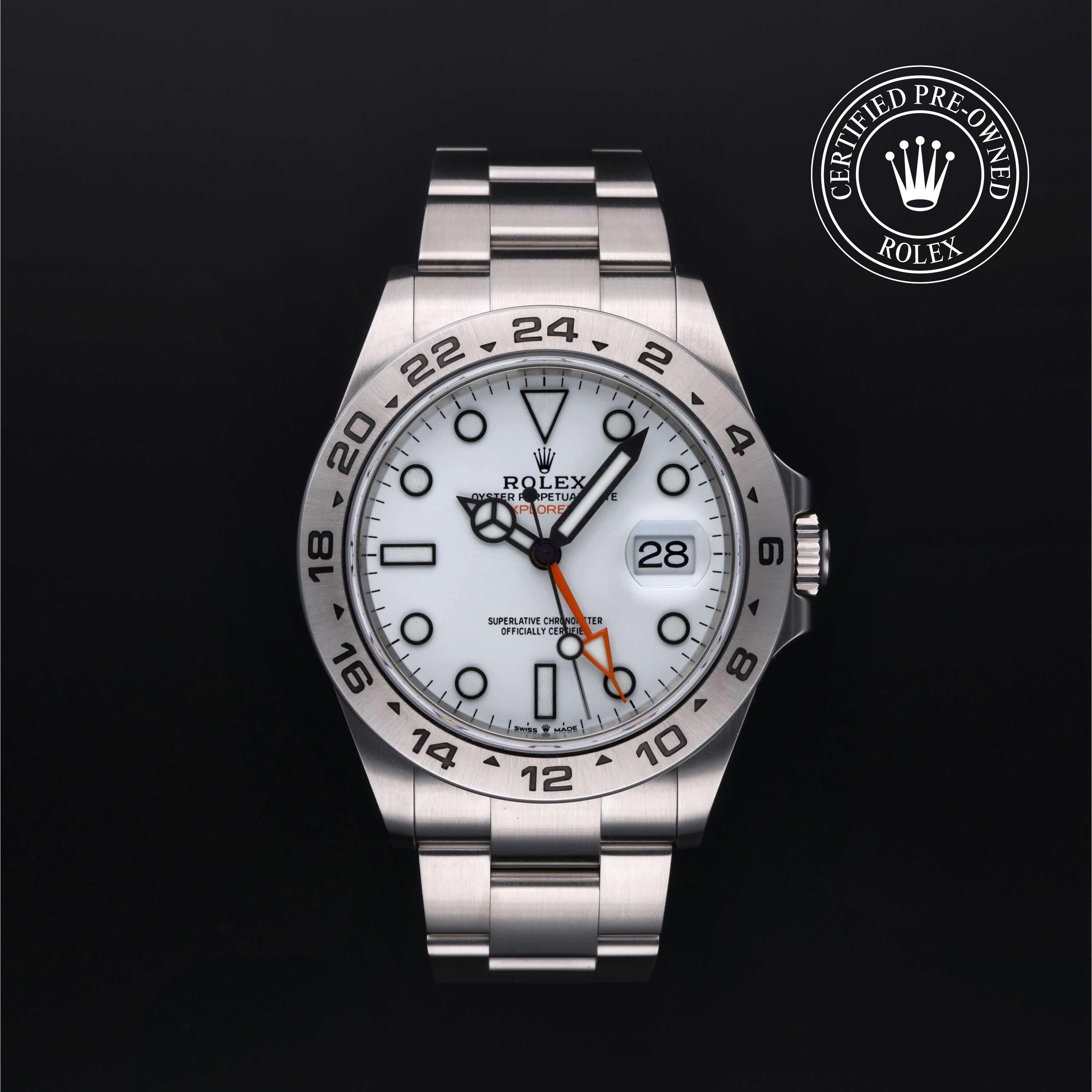 Rolex Certified Pre-owned Explorer M226570-0001 front on black background
