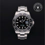 Rolex Certified Pre-owned GMT M116710LN-0001 front on black background