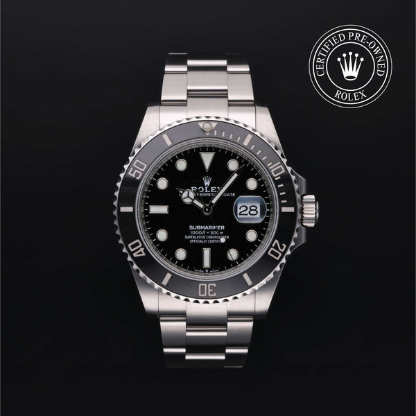 Rolex Certified Pre-owned Submariner M126610LN-0001 front on black background